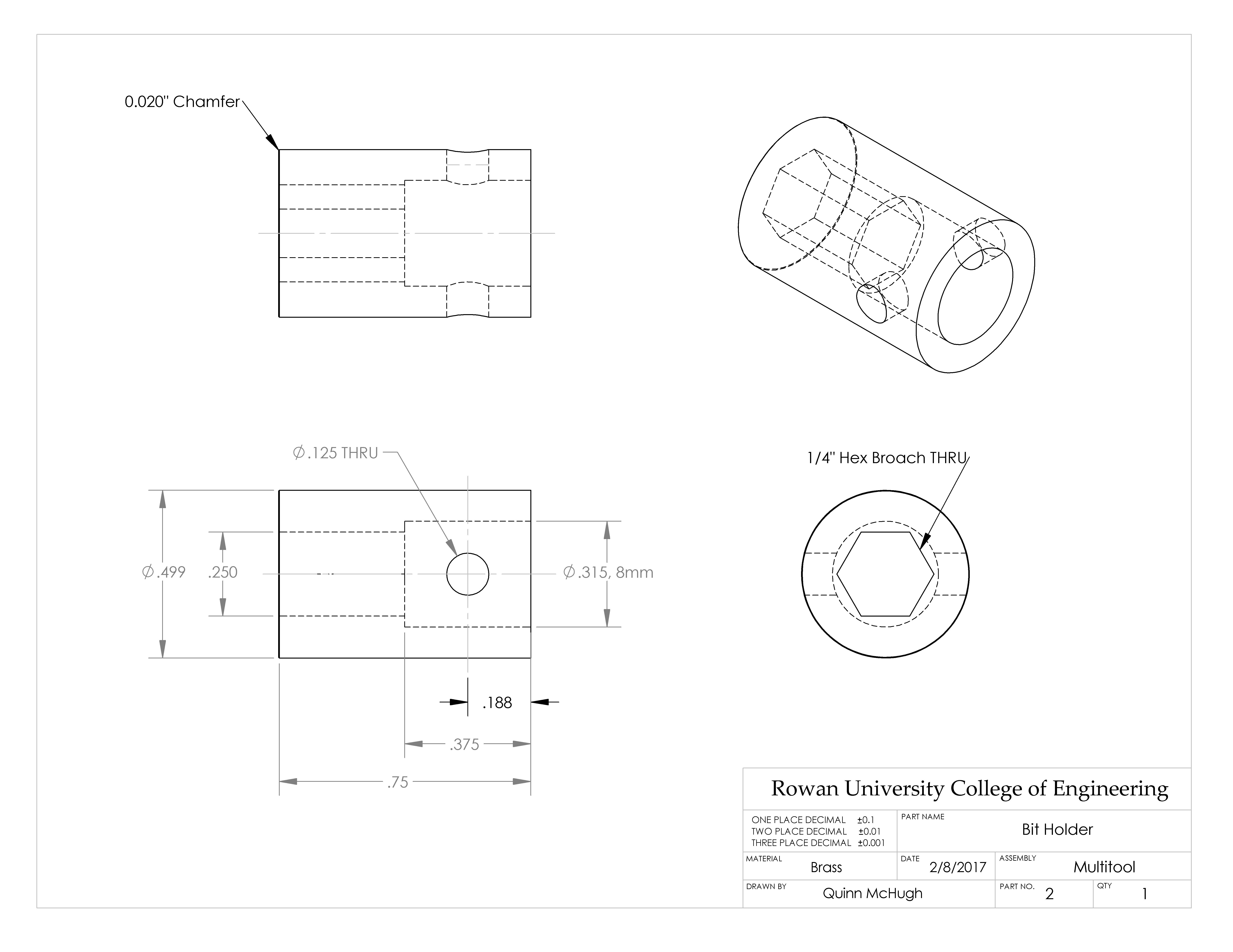 Machined Multitool CAD Drawing - Bit Holder